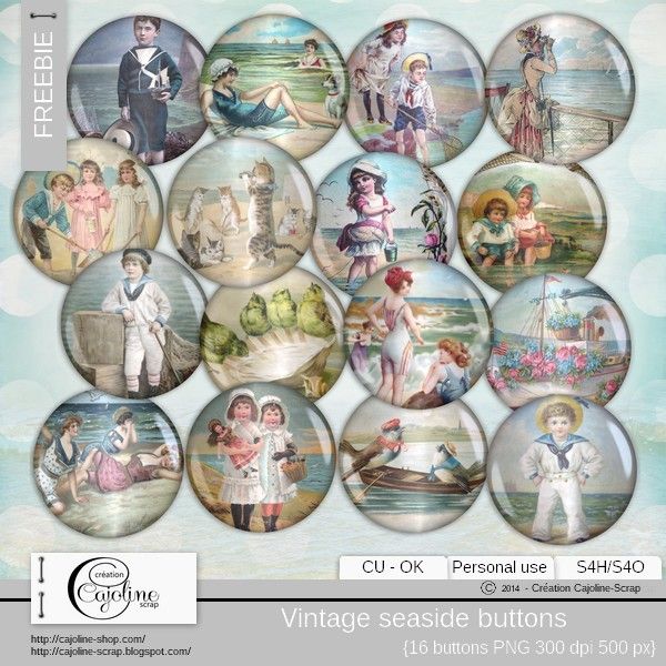Vintage seaside buttons CU